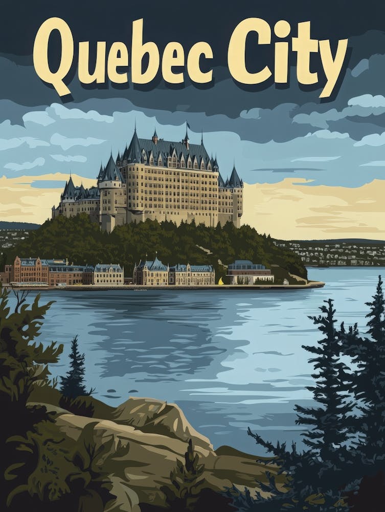 Aihrgdesign A Vintage Travel Poster Of Quebec City Featuring