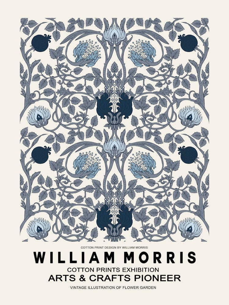 William Morris Blue Floral Poster 1