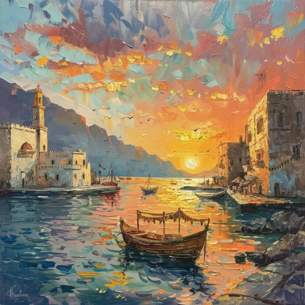 Sunset At The Harbor Oman