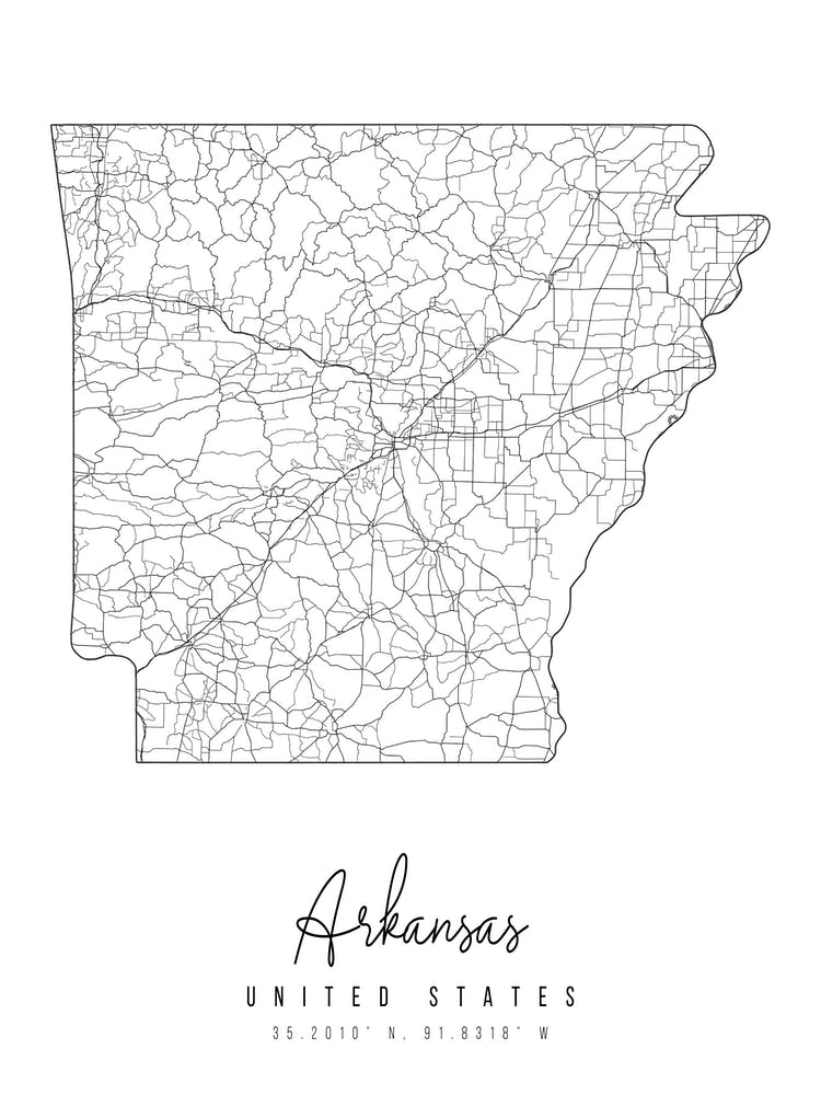 Arkansas Minimal Street Map