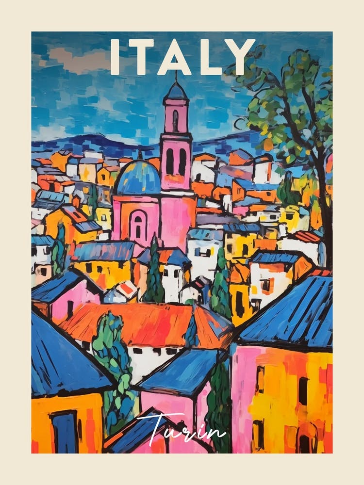 Turin Italy 2 Fauvist Painting Travel Poster