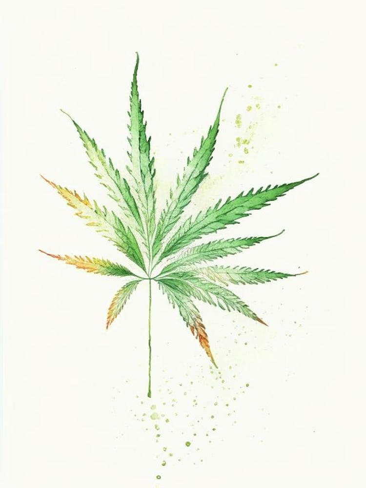 Hemp Herb Minimalist Watercolour 2