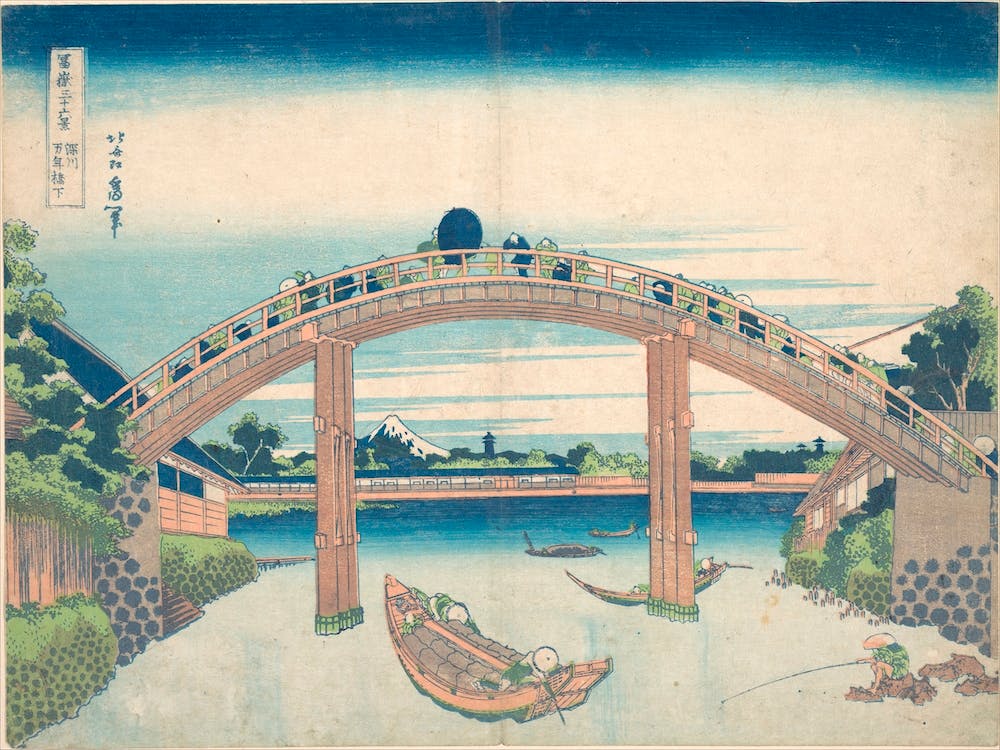 Thirty Six Views Of Mount Fuji Under The Mannen Bridge At Fukagawa, Katsushika Hokusai