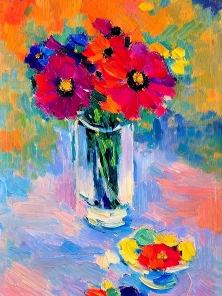 Cosmos Blumen - Abstrakte Blockfarben Blume
