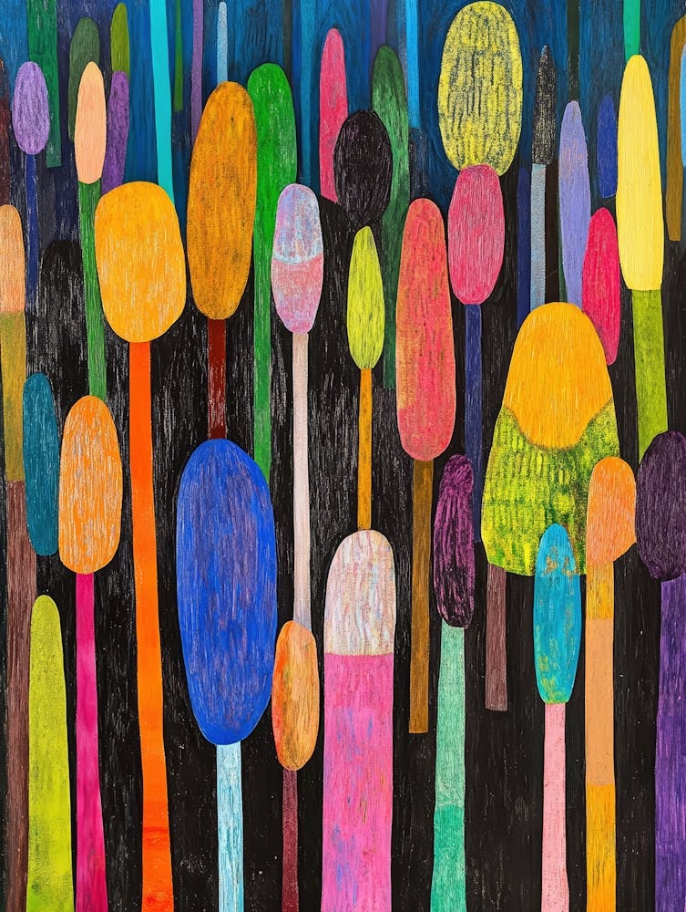 Colorful Sticks, Acrylic On Canvas