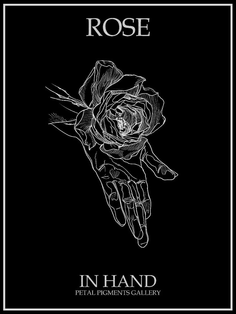 Rose In Hand Line Drawing 4 Poster Inverted