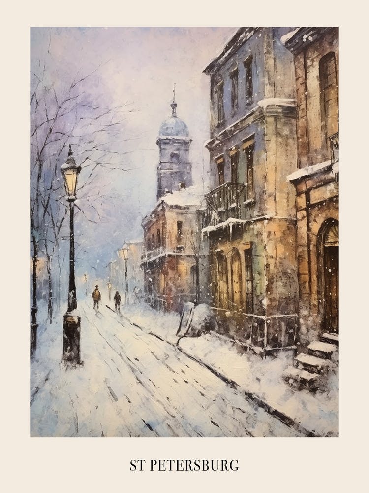 Vintage Winter Painting Poster St Petersburg Russia