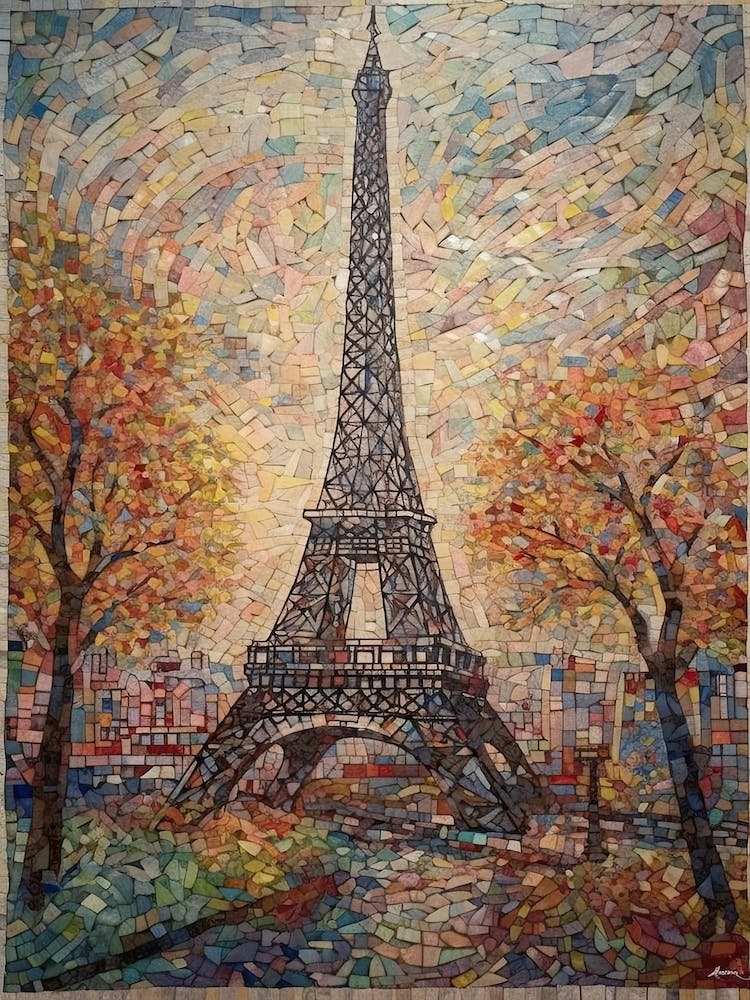 Eiffel Tower Paris France Paul Signac Style 3