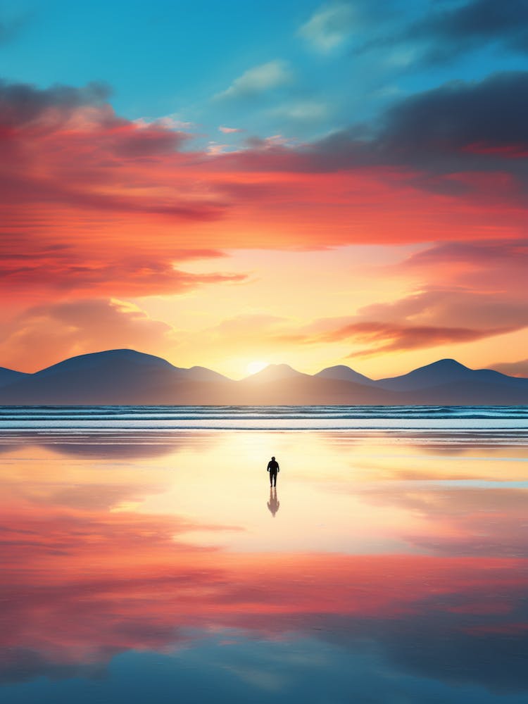 Luskentyre Sands Isle Of Harris Scotland At Sunset, Vibrant Painting 3
