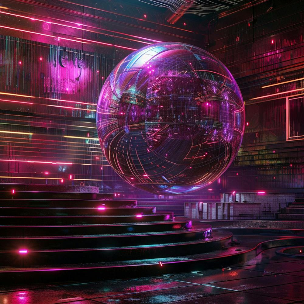 Sphere Auditorium Design, Cyberpunk Styled, Isolated View,