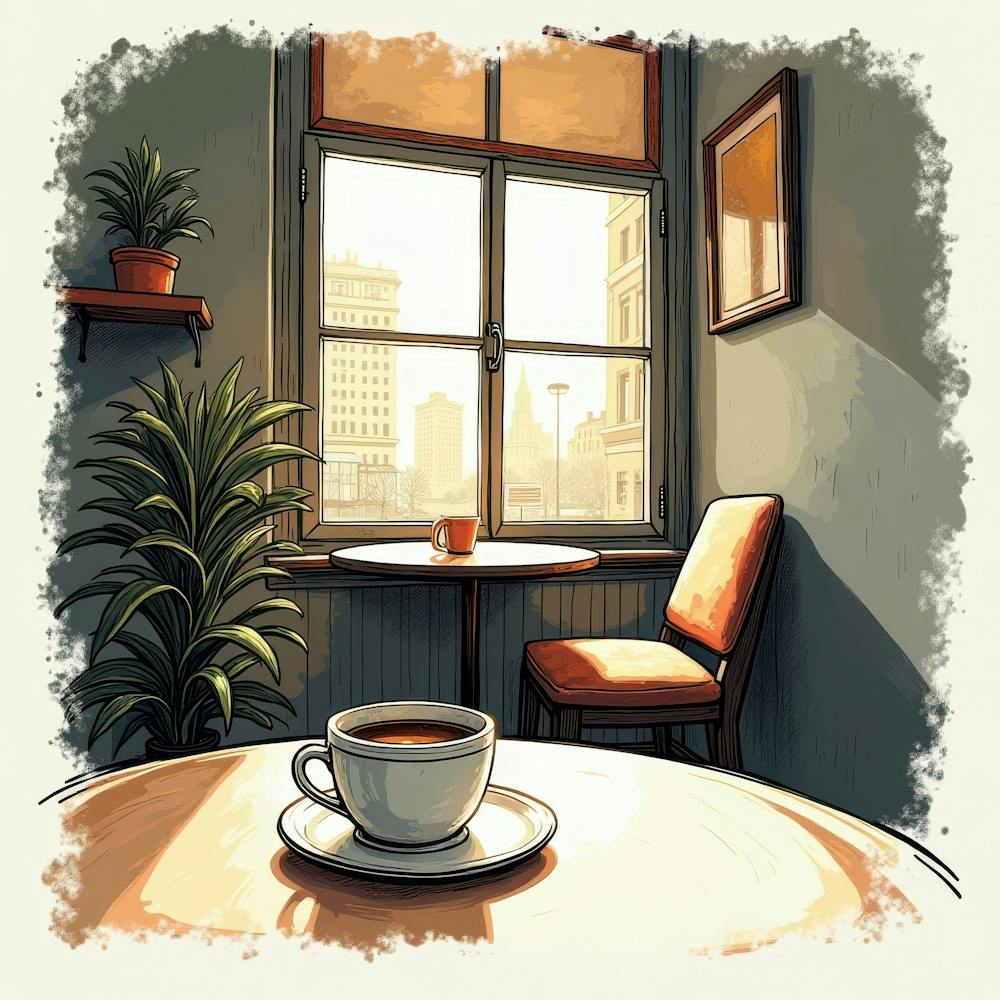 Coffee Cup In Front Of Window