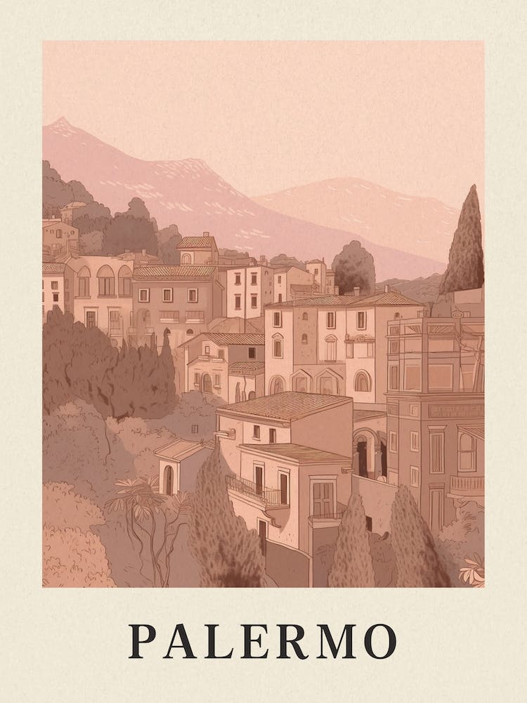 Palermo Vintage Pink Italy Poster