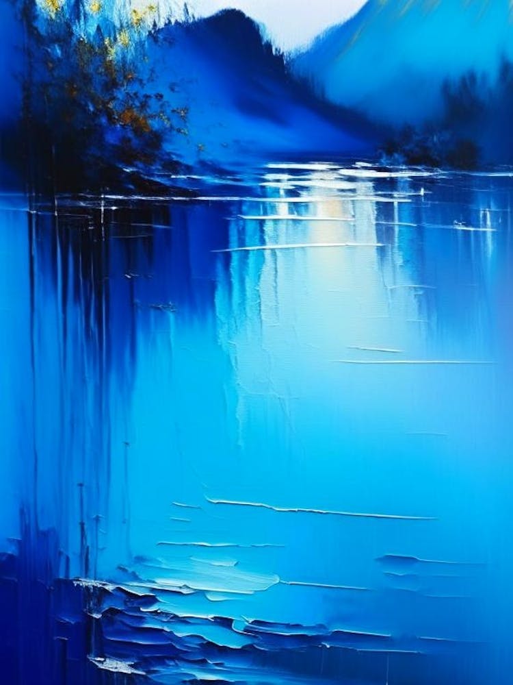 Blue Lake Landscapes Waterscape Bright Abstract 1