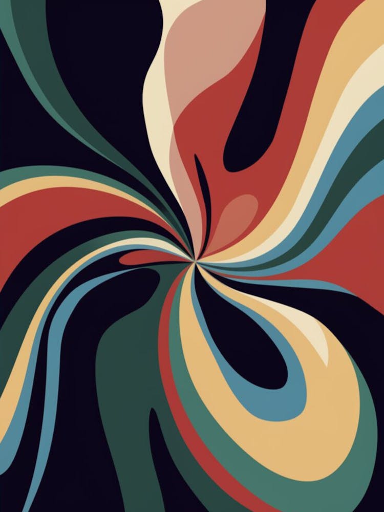 Mid Century Abstract Swirl Art