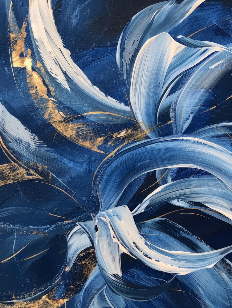 Abstract Blue And Gold Painting 4