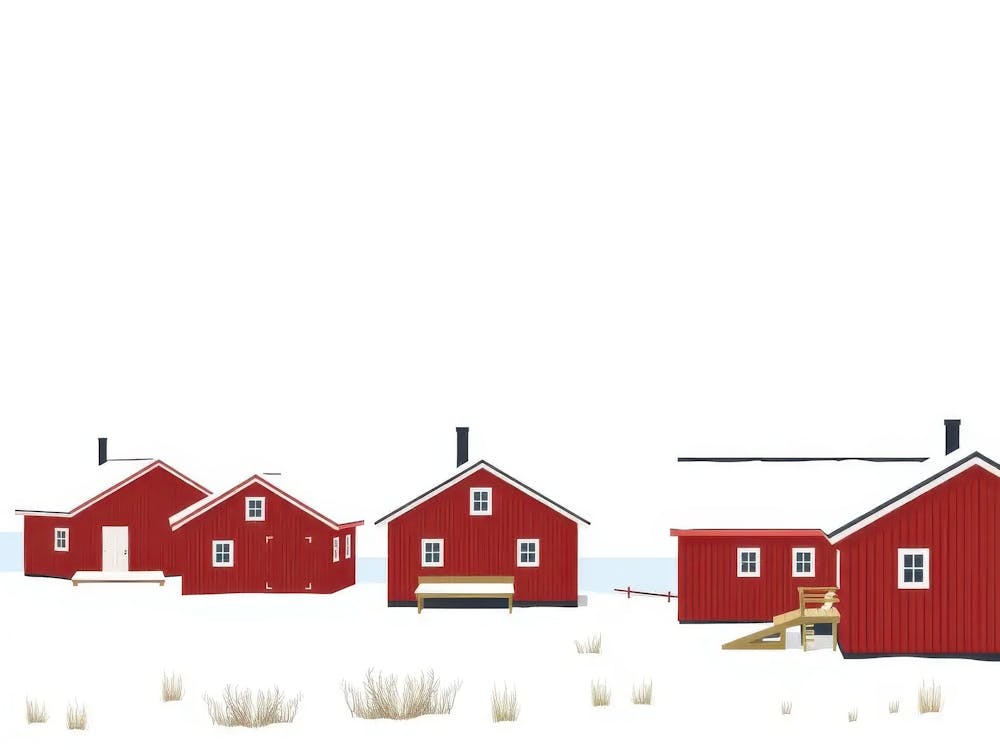 Red Houses In The Snow