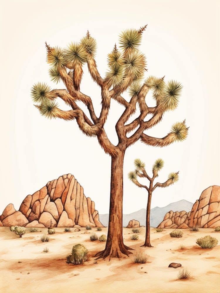  Minimalist Joshua Tree At Dusk In Desert Line Art 1