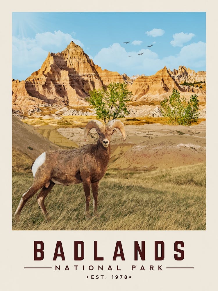 Badlands Minimalist Travel Poster