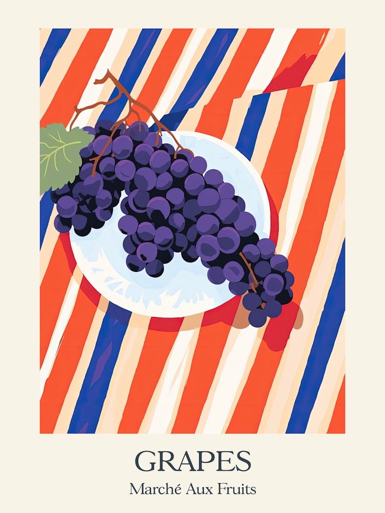 Marche Aux Fruits Grapes Fruit Summer Illustration 1