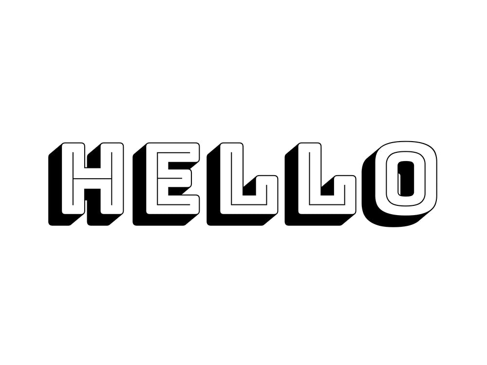 Hello Word Art Black and White
