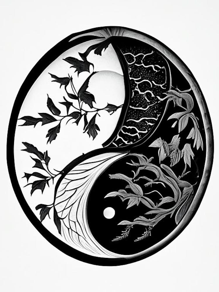 Minimal Yin and Yang 10 Linocut