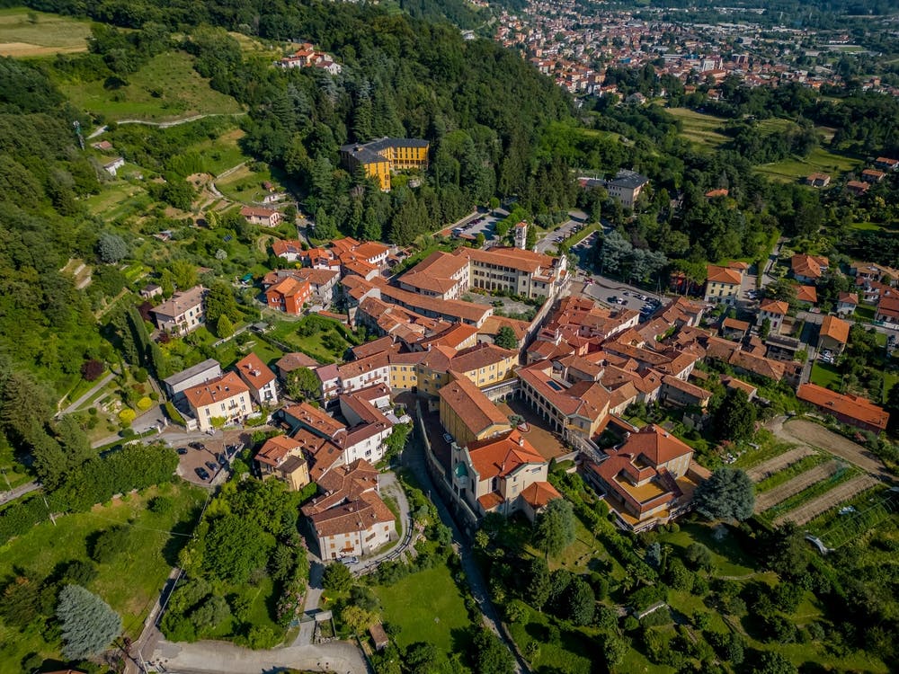 Aerial photography Of A Village Vercurago, Italia