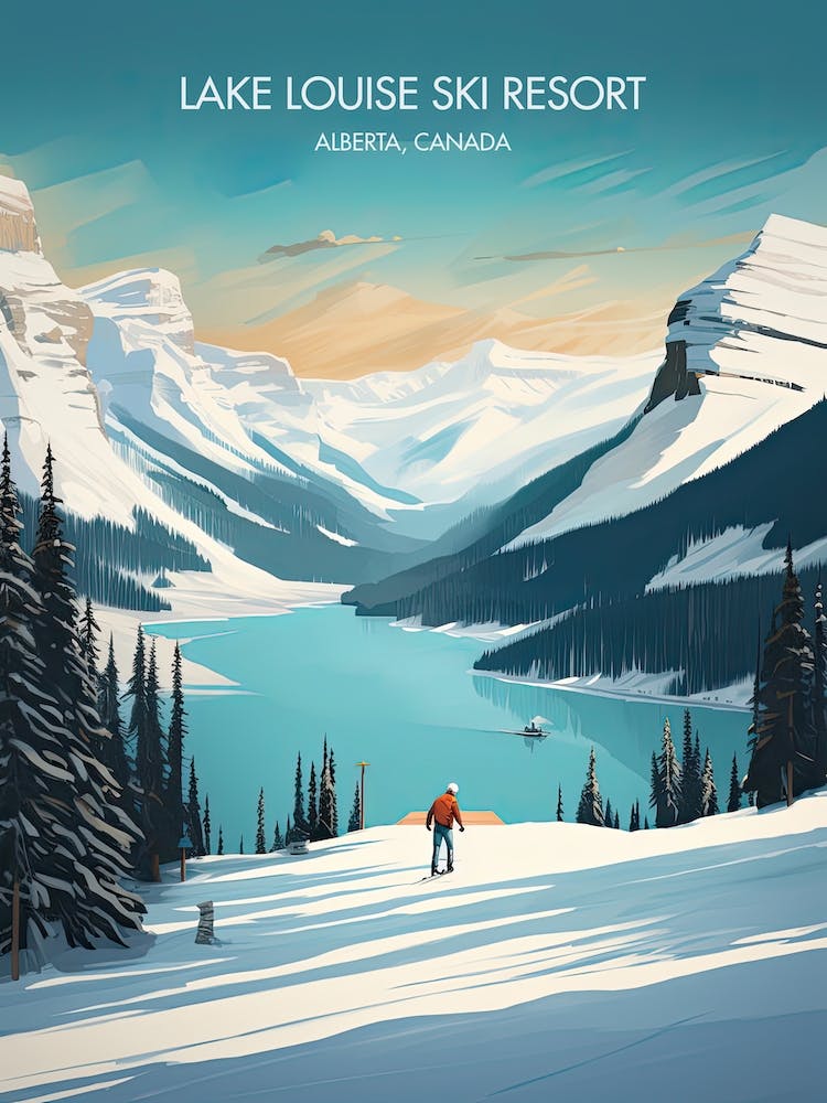 Poster Of Lake Louise Ski Resort   Alberta, Canada, Ski Resort Illustration 0