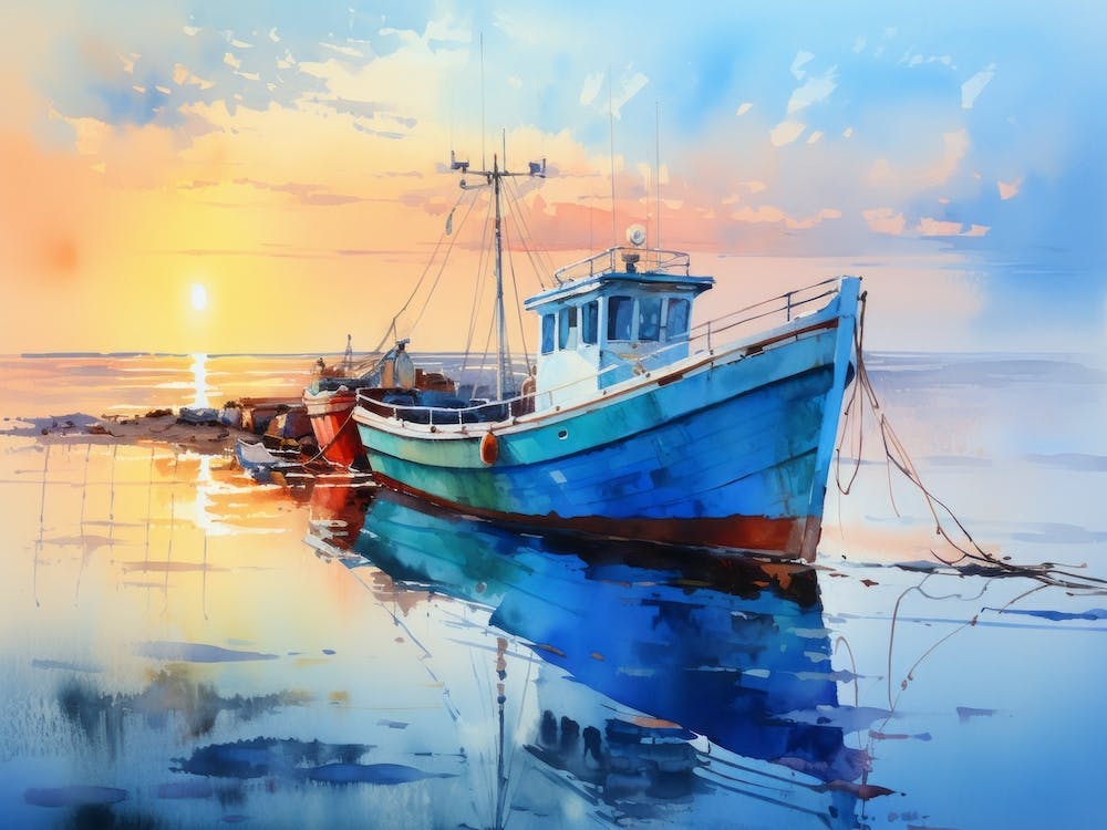 Fishing Boat At Sunset 2