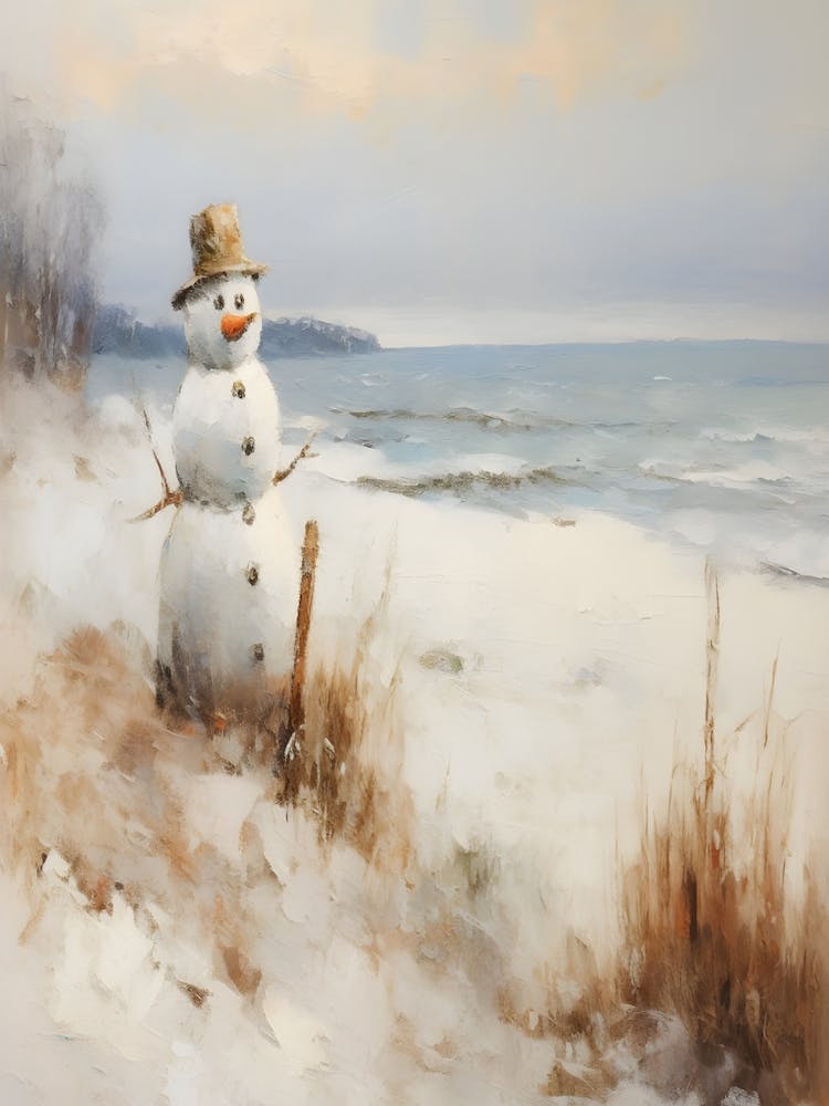 Snowman On The Beach