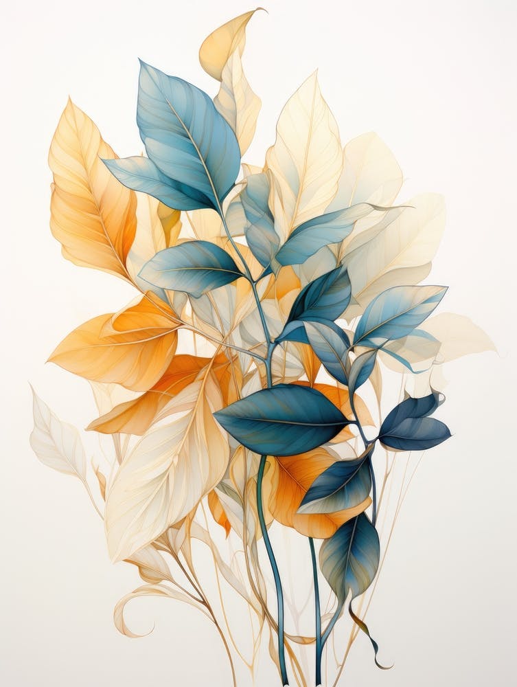 'Blue And Orange Leaves'