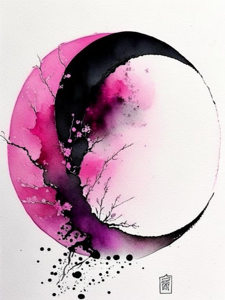 Pink 2 Yin and Yang Japanese Ink