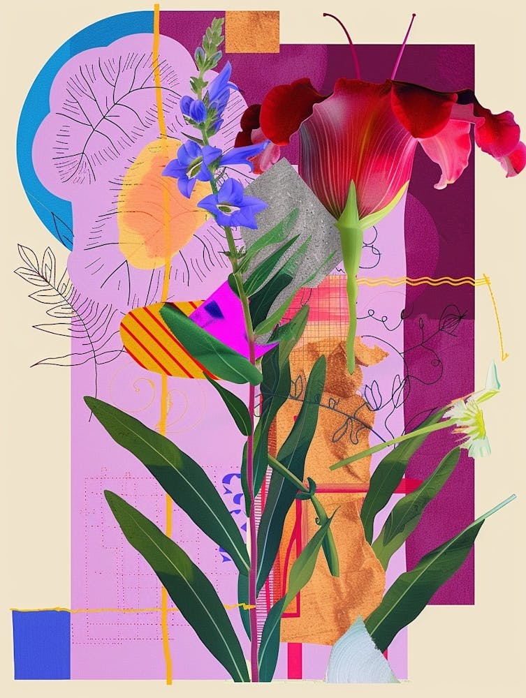 Canterbury Bells 2 Neon Blumen Collage