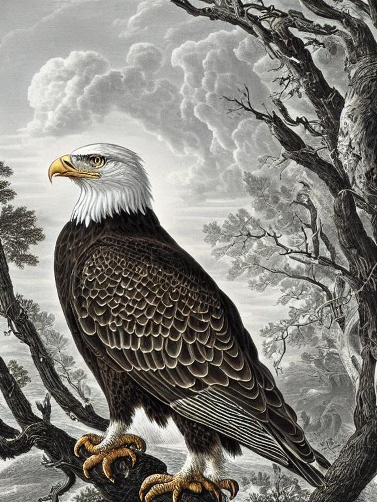 Bald Eagle Haeckel Style Vintage Illustration Bird