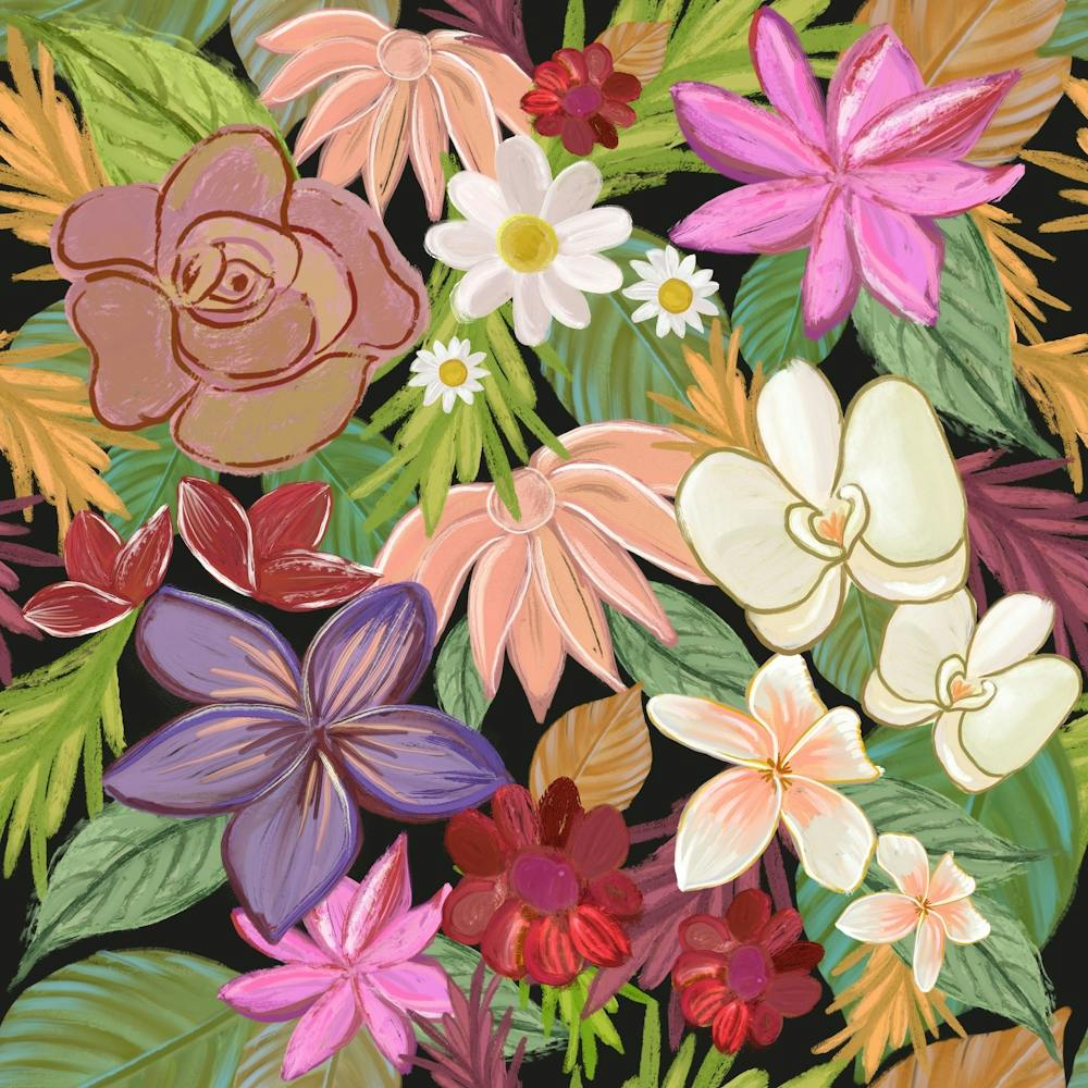 Ölgemälde Blumen Schwarz