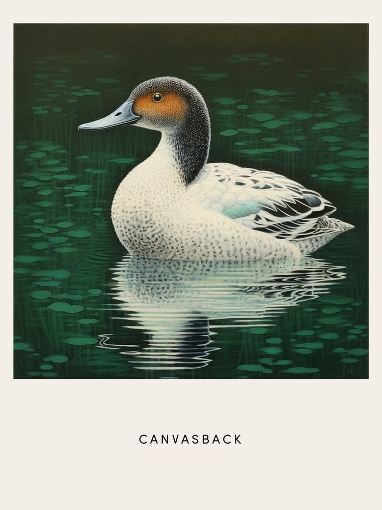 Ohara Koson Inspired Bird Painting Canvasback 2 Poster