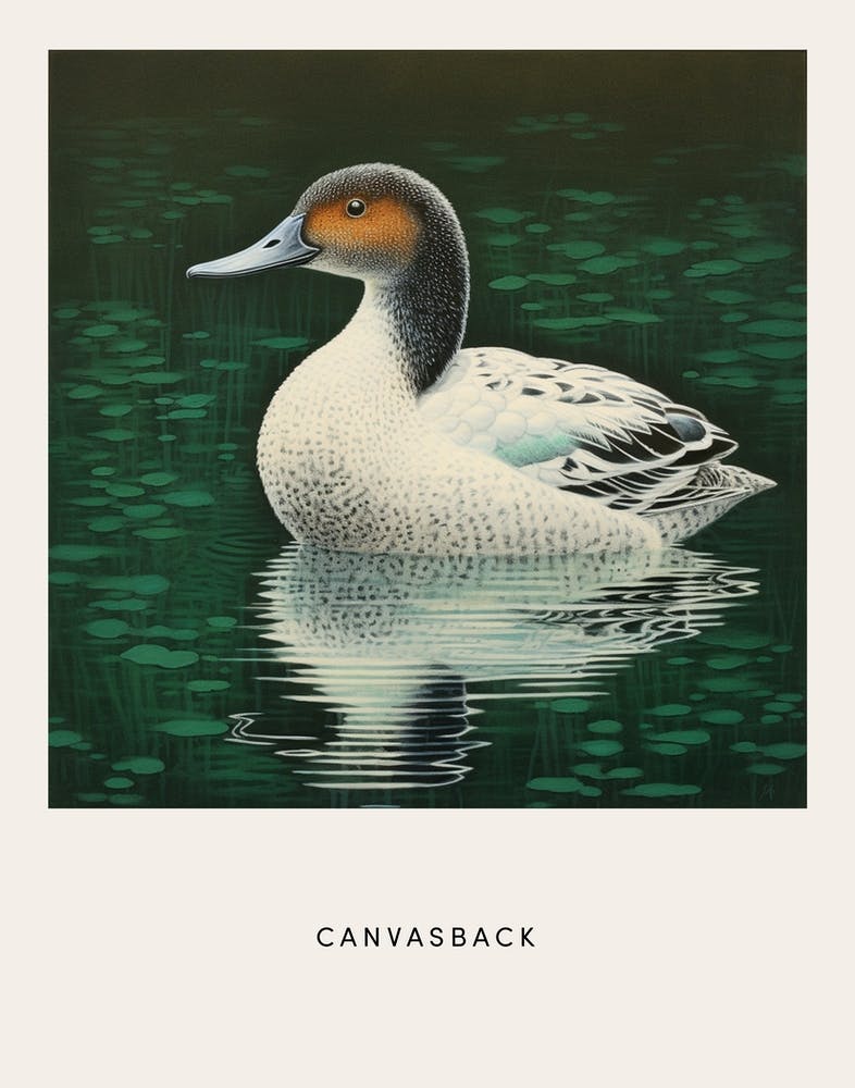 Ohara Koson Inspired Bird Painting Canvasback 2 Poster