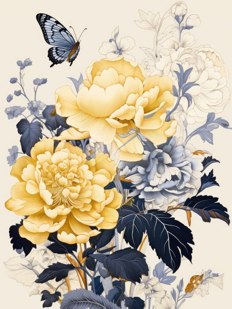Peony And Butterfly