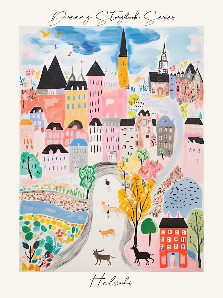 Poster Of Helsinki, Dreamy Storybook Illustration 1