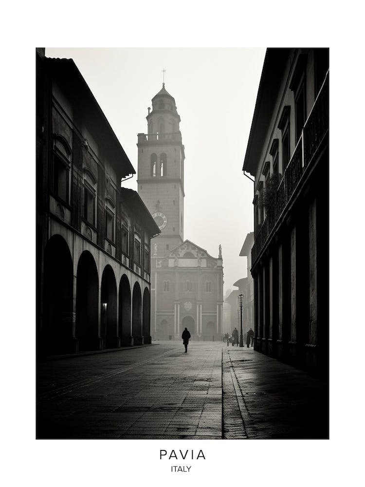 Poster Of Pavia, Italy, Black And White Analogue Photography 2