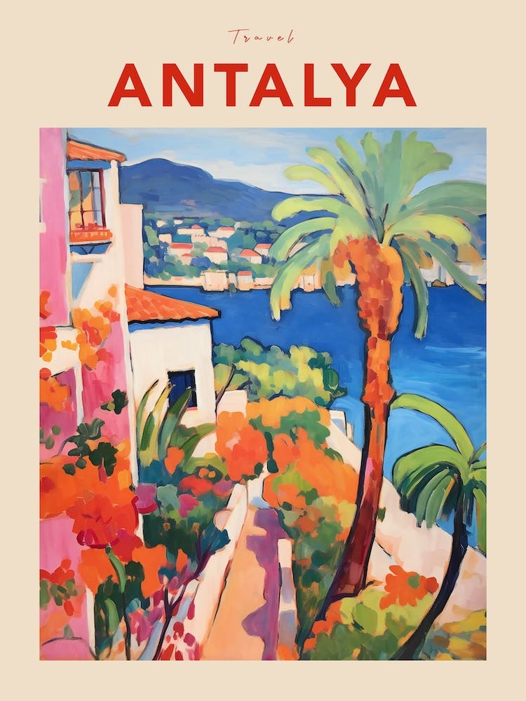 Antalya Turkey 6 Fauvist Travel Poster
