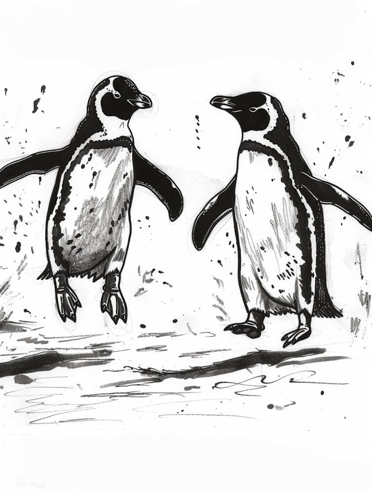Emperor Penguin Chasing Each Other 1