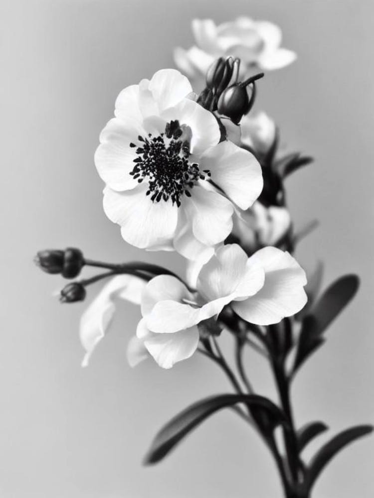 Snapdragons B&W Pencil 1 Flower