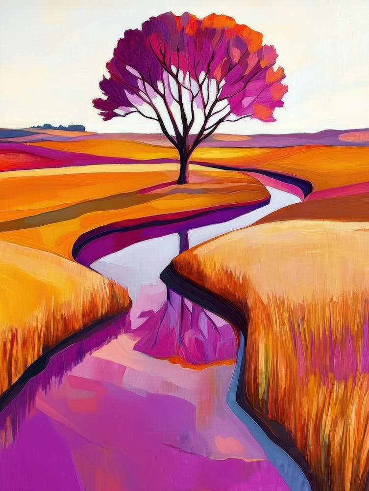 Purple Tree In A Field