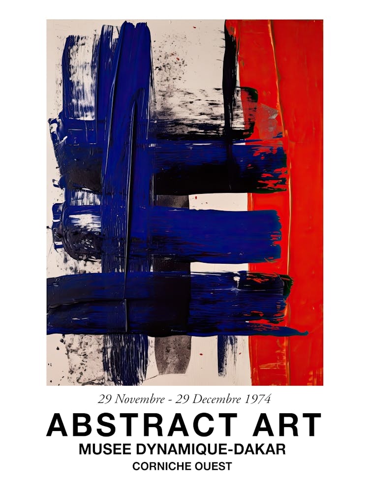 Blue And Red Brush Strokes Abstract 3 Exhibition Poster