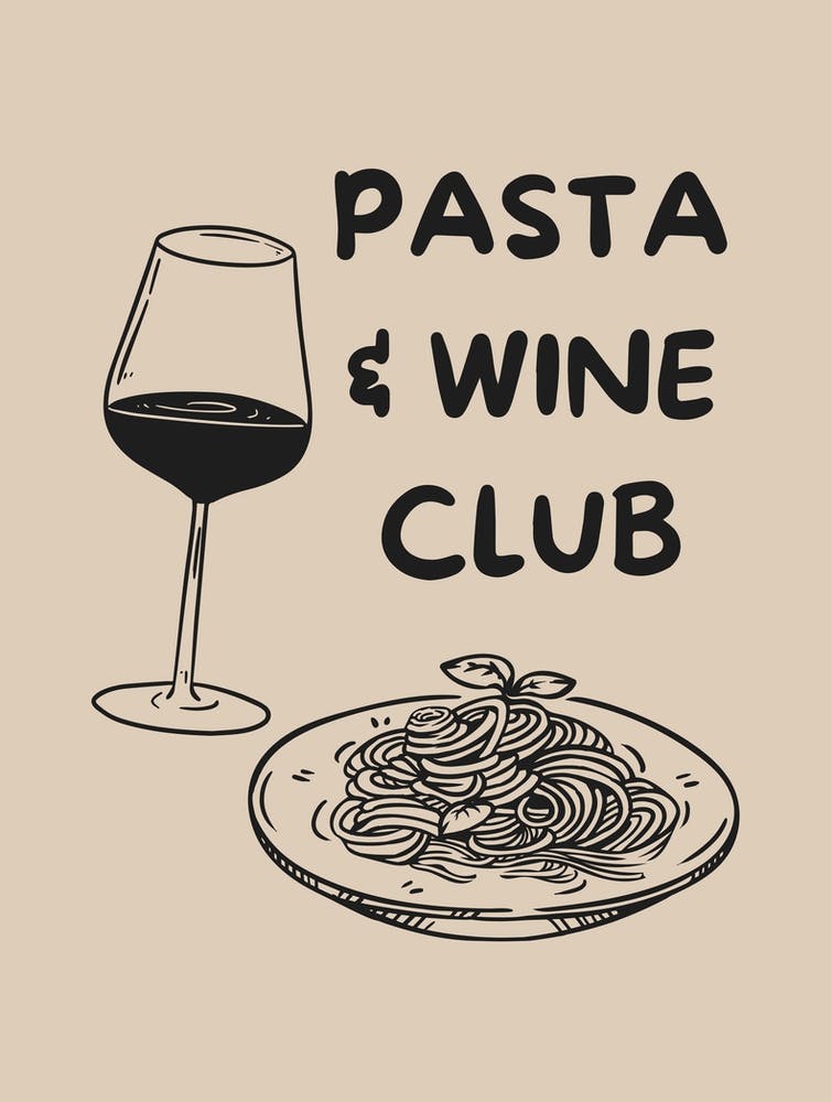 Beige Pasta And Wine Club