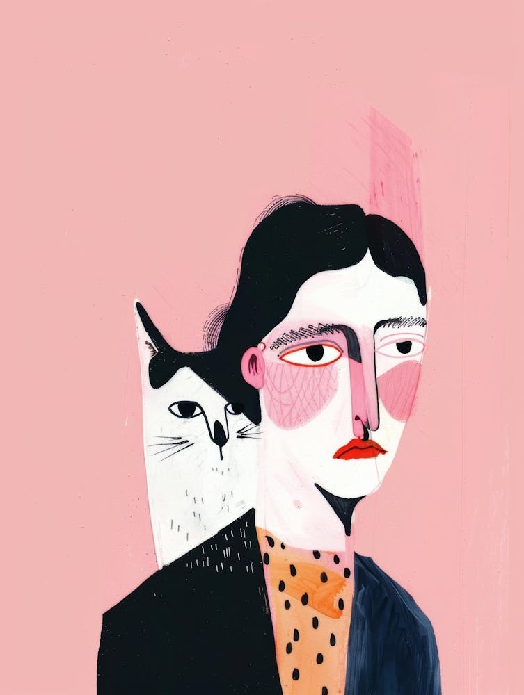 Portrait Of A Woman With Cat