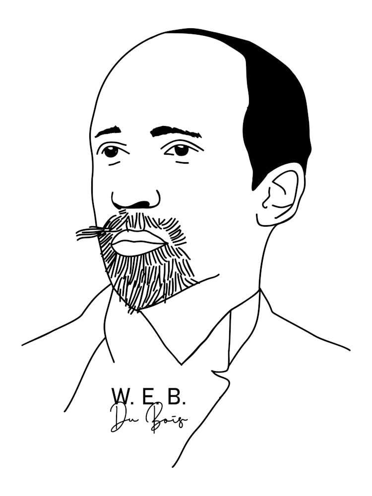 W. E. B. Du Bois American Activist Legend in Black White Line Art Illustration