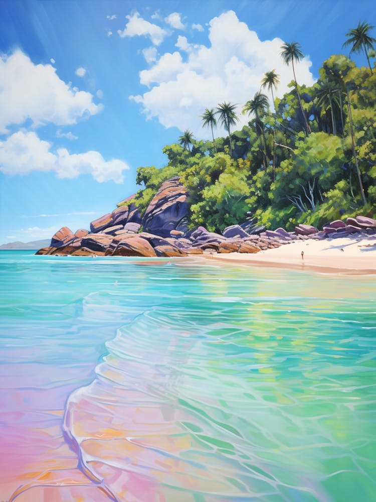 An Oil Painting Of Anse Lazio, Praslin Seychelles 1