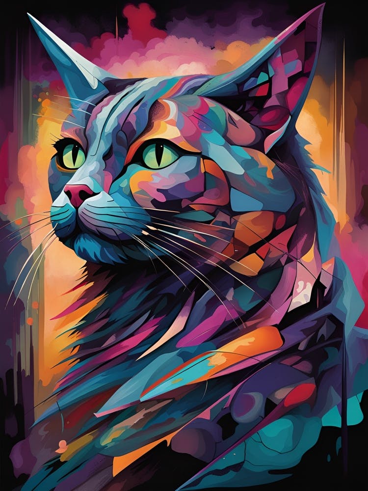 Colorful Cat Painting