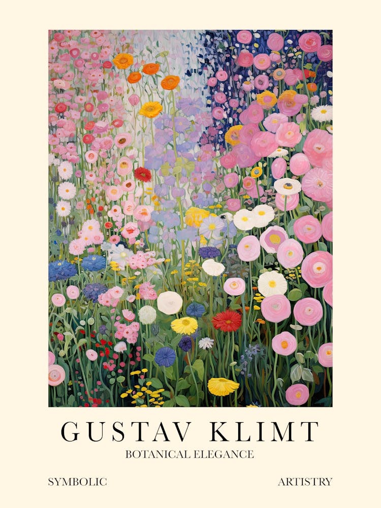 Gustav Klimt Flower Garden Pink